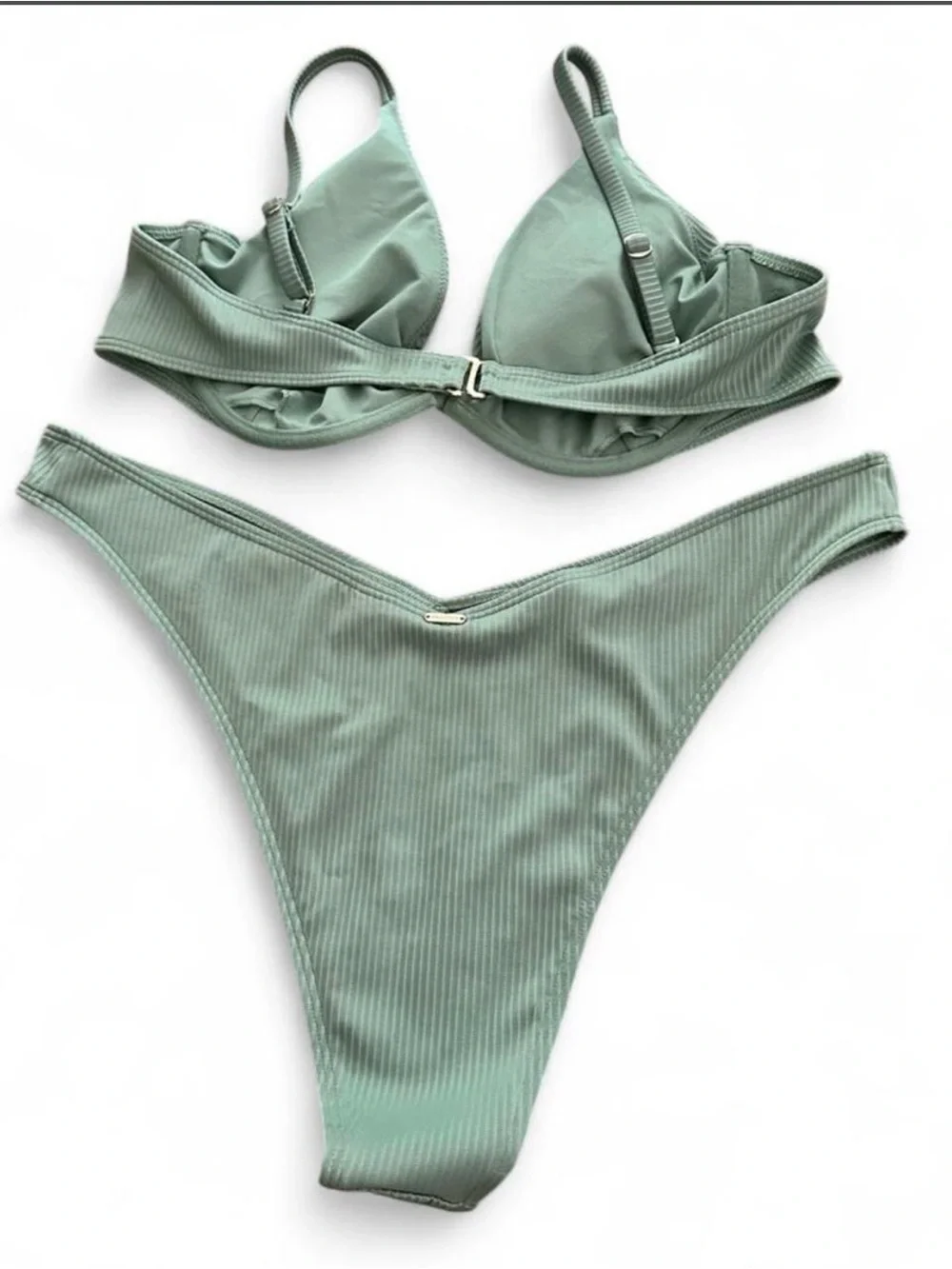 Hollister Ribbed Mint Green Underwire Bikini Set